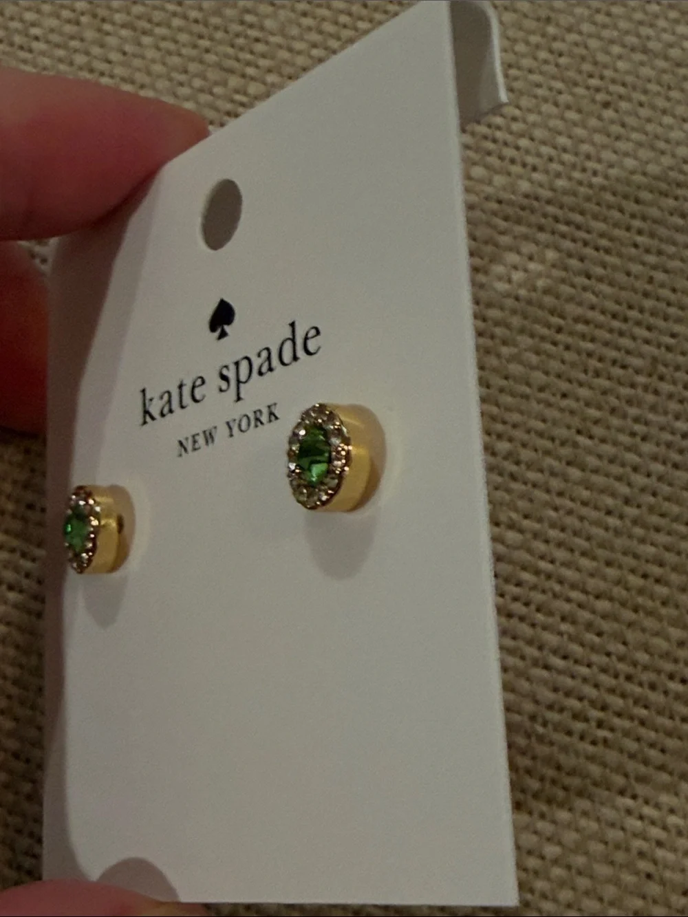 kate spade Peridot Green You're A Gem Pave Halo Studs/NWT